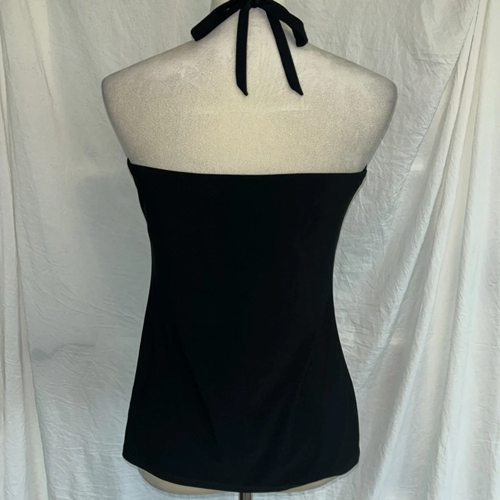 White House Black Market: Black, Tie Halter Top, Size Small - Picture 3 of 7